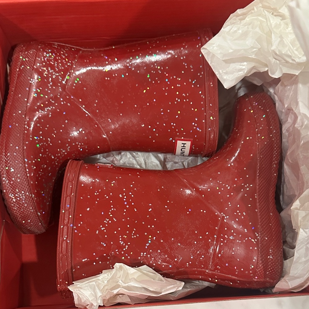 Hunter Sparkling Red Kids' Boots